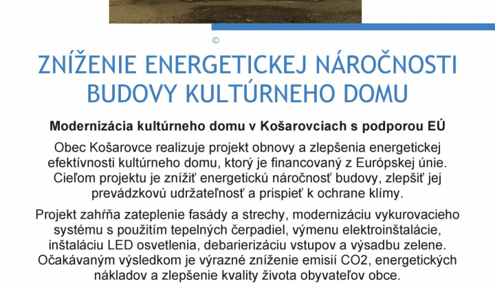 Aktuality / Zníženie energetickej náročnosti budovy kultúrneho domu - foto